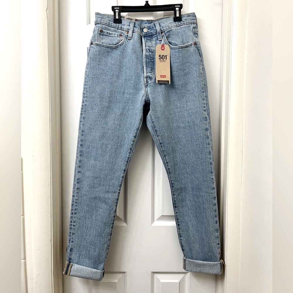 ❌SOLD❌❌❌.  New Women Levis 501 Skinny Button Fly Distressed Jeans Frayed Bottom